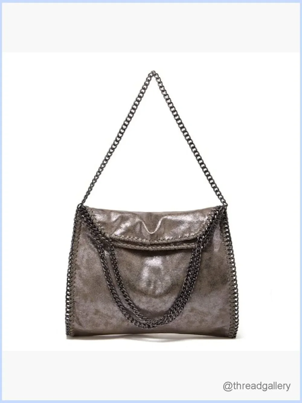 Faux Leather Chain Crossbody Hobo Bag Large Shoulder Handbag